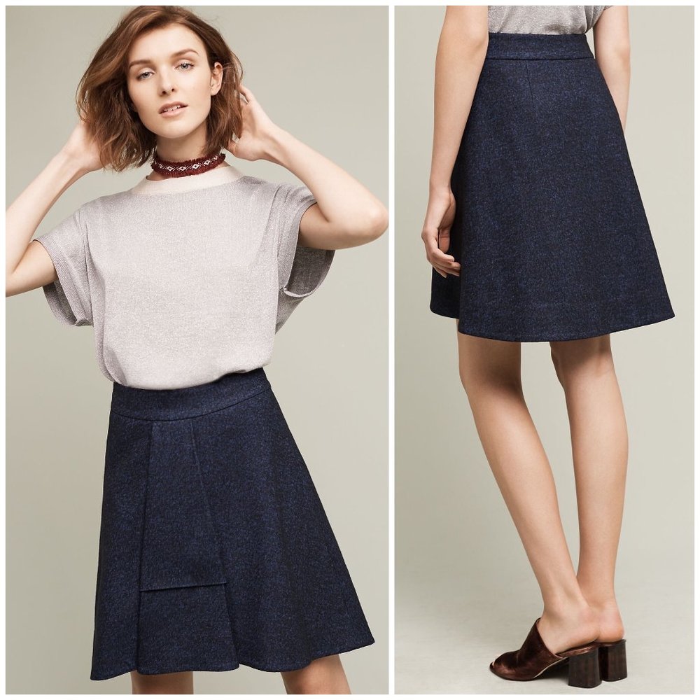 Anthropologie Navy A-Line Skirt